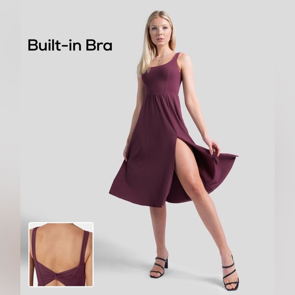 NWT HALARA Backless Cut Out Pocket Split Hem women’s Midi Dress small exercise - Picture 2 of 11